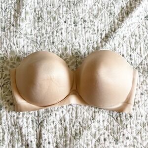 Cacique Beige Strapless Multi-Way Full Coverage Bra 42DDD Smooth Underwire